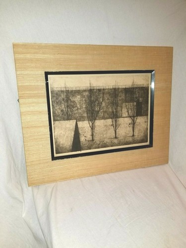 RYONOSUKE FUKUI Japan Listed Etching Aquatint Ink "Four Trees against a Wall" - Picture 11 of 18