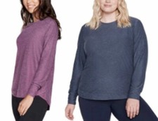 Skechers Ladies Crewneck Long Sleeve Brushed Tunic Tee Top S M NWT