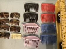 Vintage Goody Side Hair Combs set of 16 Made USA Plastic Red Brown Purple Blue