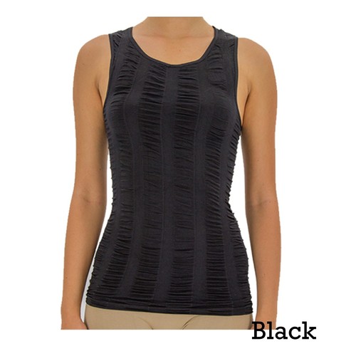 Women's Seamless Sleeveless Ruched Tank Top Stretch Spandex Regular Back OneSize - Picture 2 of 8