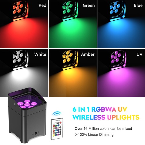Rechargeable RGBW+UV WiFi Stage Par Light Wireless Battery Uplights Wedding DJ - Picture 6 of 16