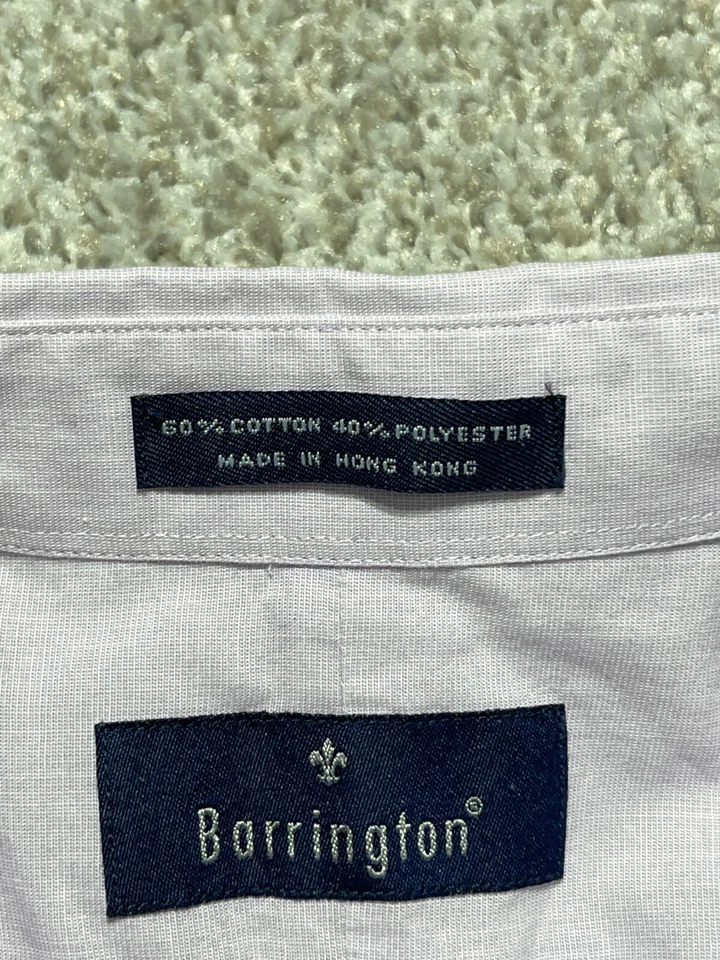 复古 Barrington 纽扣衬衫男式 18.5 34/35 紫色牛津 — 第 3/4 张图片