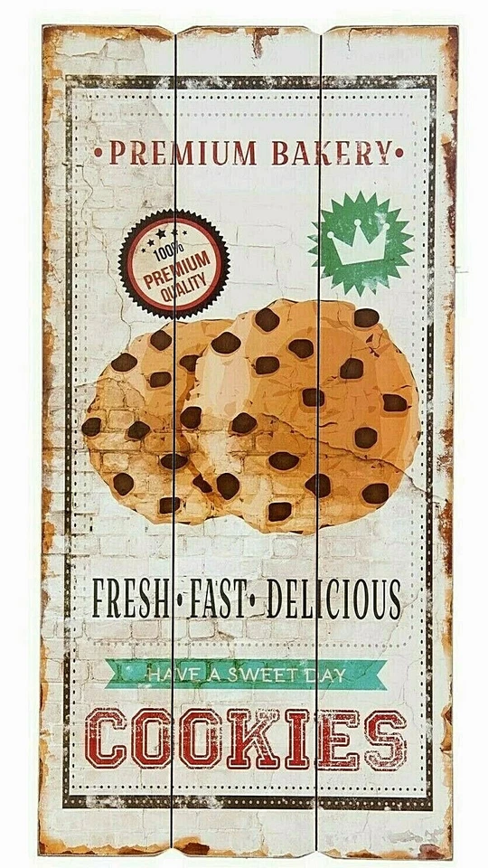 Clayre & Eef Schild Hängeschild Reklameschild Kekse Cookies 30 x 60 x 2 cm MDF - Bild 1 von 3