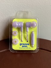 New Groove Onn Purple/Lavender Earphones Earbuds Headphone w/Microphone  3 Tips