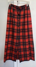 Vintage Pendleton Red Green Tartan Plaid Virgin Wool Skirt 14 28  Waist