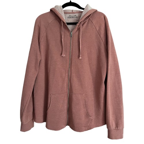Seven Rock Life Butter Hoodie Zip Up Women’s Size Large L Dusty Rose Soft Hooded