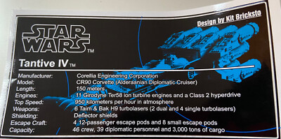 Lego Star Wars Custom UCS Style Sticker for MOC Tantive IV by Kit Bricksto