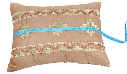 Southwestern Aztec Native Decorative Pillow Brown 15x11x4 Rectangle Embroidered - Picture 7 of 9