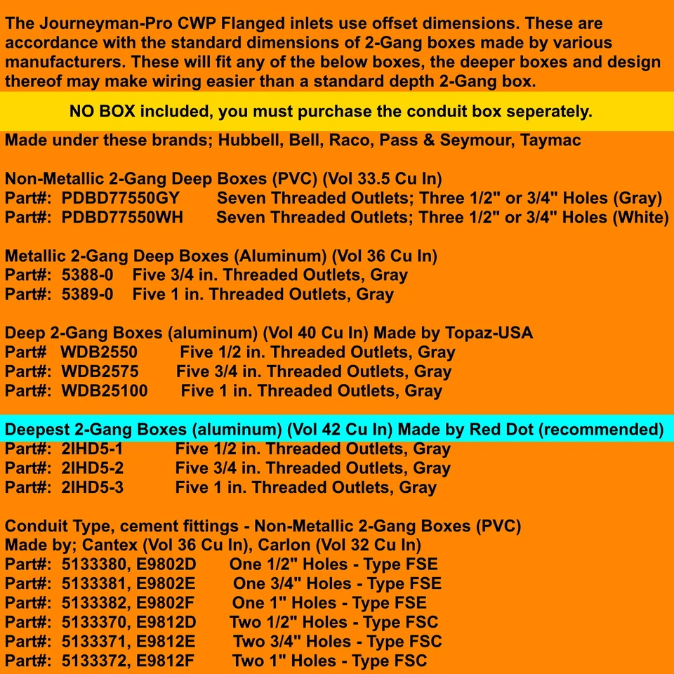 30 AMP 2-Gang L14-30 Twist Turn Locking Power Flanged Inlet Receptacle 30A FS FD - Image 3 of 4