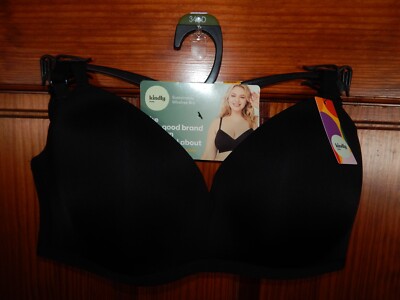KINDLY BLACK SUSTAINABLE WIREFREE BRA, MEDIUM LINING, SIZE 34 DD, NWT