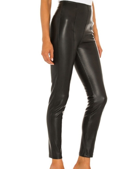 Free People Pants Womans Size 25 Black Spitfire Stacked Faux Leather Skinny
