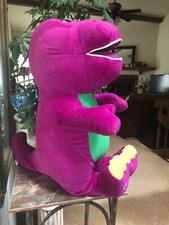 Vintage 2001 24  Barney Dino Stuffed Plush Lyons Says 5 Phrases Fisher Price