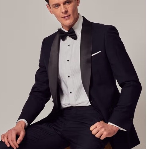 BNWT Men’s HAWES & CURTIS Navy Blue Shawl Dinner Slim Blazer Jacket 38L £249 - 第 1/6 張圖片