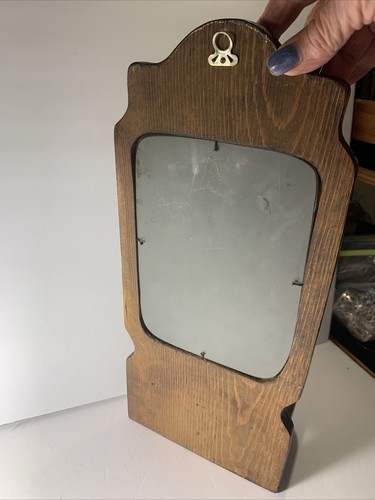 Vintage Rustic Wooden Wall Mirror with Shelf~Cabin~Entry~Handsome~Gift~16x7" - Picture 8 of 12