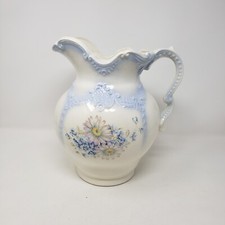 Vintage 1970s ARNELS Large 11" Porcelain Ceramic Pitcher Blue FLOWERS Daisies