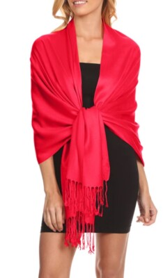 Women s Bright Solid Fuchsia Soft Wrap Shawl Scarf Rectangular Size 70  x 27 