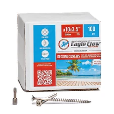 Eagle Claw Fasteners 10 x 3.5 Inch 305 Grade Stainless Steel Deck Screws 100 Box