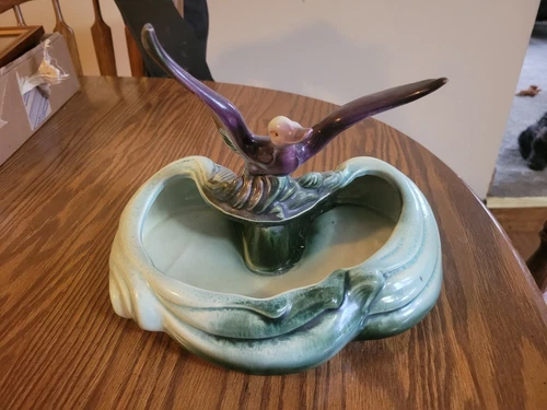 HULL Planter Flying Duck Bird 11" /Plum/Green #104 - Art Pottery MCM Vintage