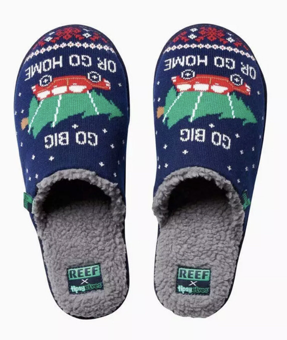 NEW REEF X TIPSY ELVES Mens Go Big Or Go Home Slippers Size 7 SLIP ON CI5834 NEW MENS REEF X TIPSY ELVES GO BIG OR GO HOME SLIPPERS SIZE  main image 2