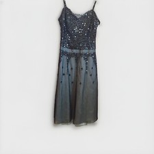Lux Urban Outfitters Dress Mesh silk Sequin Cocktail Green Black SZ 5 