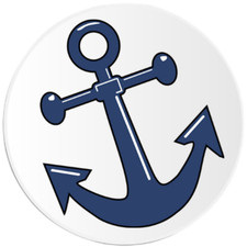 Blue Anchor - 25 Pack Circle Stickers 3 Inch - Nautical Ocean Sea Sail Boat