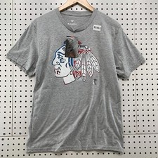 NEw CHicago Blackhawks Shirt Gray Youth Large Fanatics NHL NWT 18.5x26.5