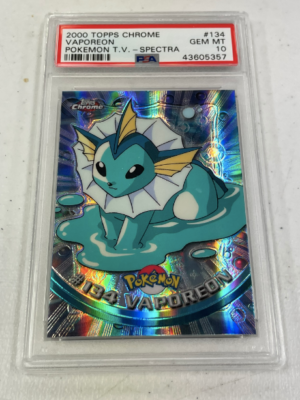 2000 Topps Chrome Pokemon TV Vaporeon Spectra Refractor #134 PSA