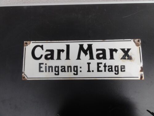 Emaile Schild CARL MARX EINGANG 1 ETAGE um 1930 - Bild 1 von 7