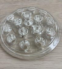 Vintage LARGE 16 Hole Clear Glass Flower Floral Frog 5" Diameter