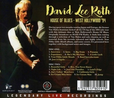 DAVID LEE ROTH - HOUSE OF BLUES-WEST HOLLYWOOD '94  2 CD NEU 