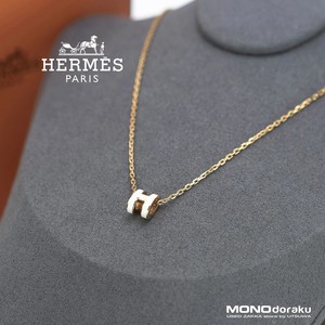 Authentic Box With Storage Bag Hermes Pop Ash Mini Necklace White Pink Gold Plated H Logo