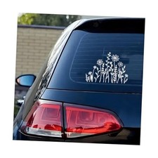 Car Mirror Sticker, 2PCS Vinyl Wildflowers Boho Vehicle Bumper Decal, Anti