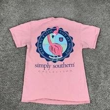 Simply Southern Shirt Womens S Pink Flamingo Walk By Faith 2 Corinthians 5:7 *