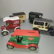 Vintage ERTL Lot Of 5 Die Cast Coin Banks Ace Hardware Del Monte Red Crown Ect