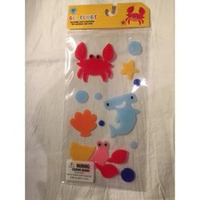 NEW Sea Life Gel Window Sticker Clings Hermit Crab Hammerhead Shark 22 ct Decor 