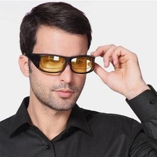 Night Driving Glasses HD Anti Glare Vision Polarized Yellow Lens Tinted Unisexs