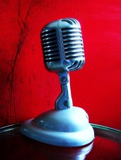 Vintage 1940's Shure Brothers 55 Fatboy microphone Elvis deco w S-36 stand  5