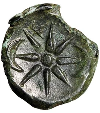 Pontos, Uncertain AE19 "Helmeted Athena / Star, Crescents" Extremely Rare