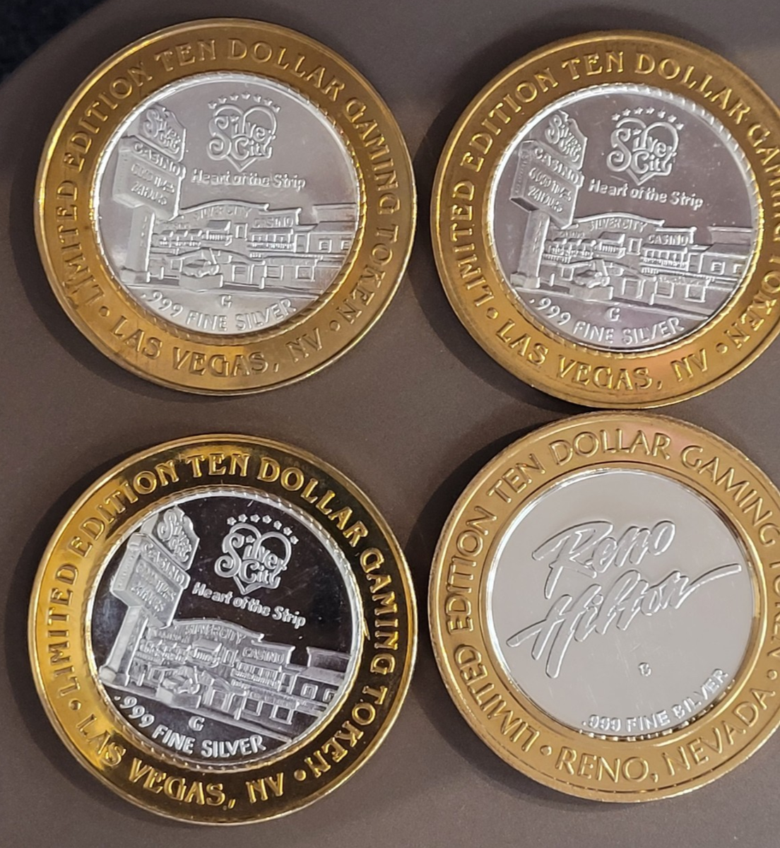 Foxwoods .999 Fine Silver Center Casino Token Chips $10 Token Lot