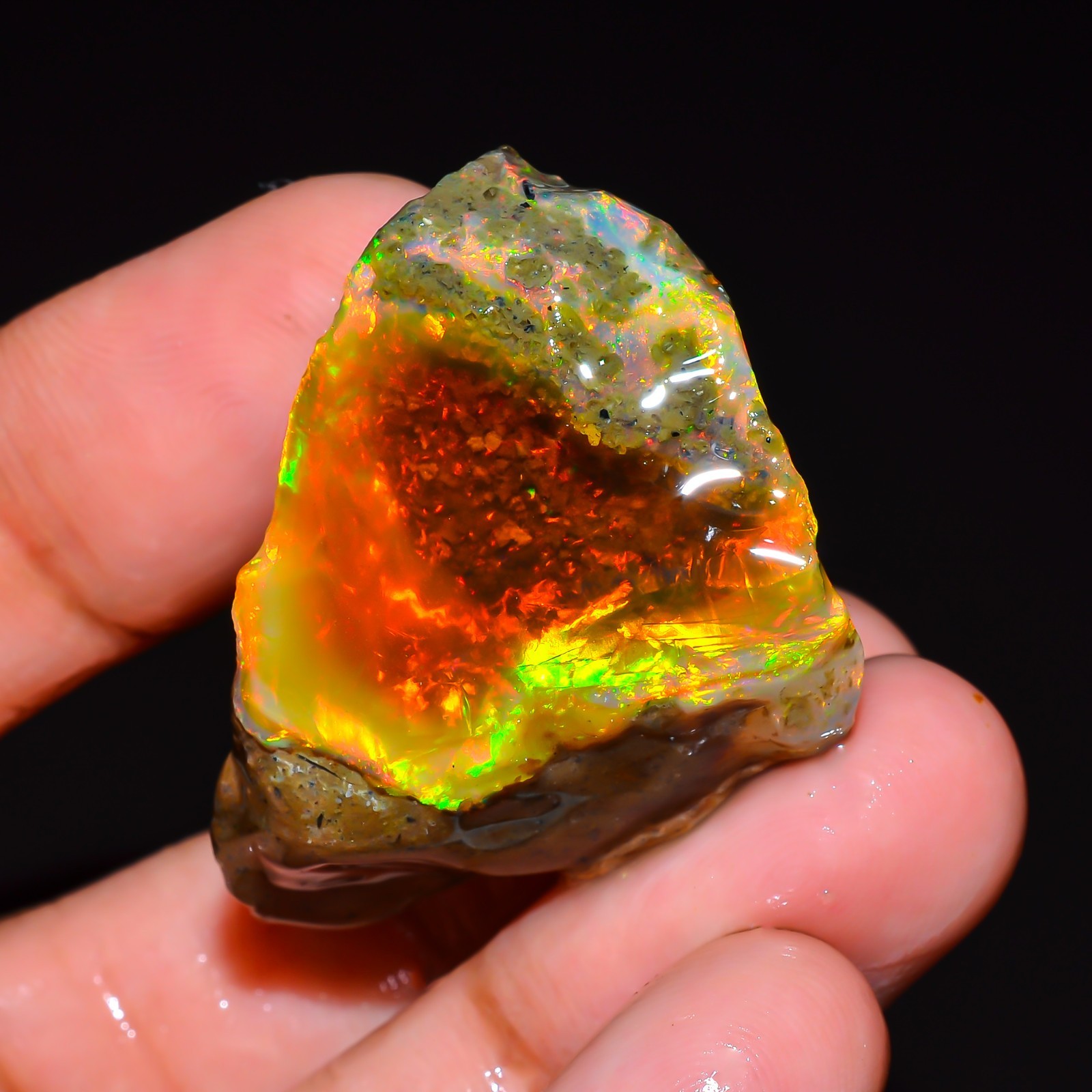 HUGE 64.5 Cts Natural Ethiopian Opal Rough - Multi Fire Welo Opal Raw Crystal