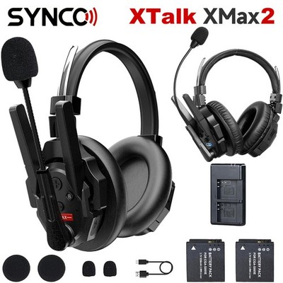 SYNCO XTalk XMax2 500m Dual-Ear Full-Duplex Wireless Intercom Headset System Neu