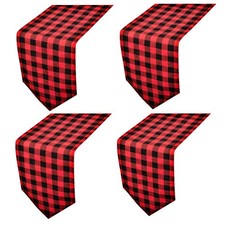 4 Pack Buffalo Check Table Runners Red and Black Plaid Table Runner for Chris...