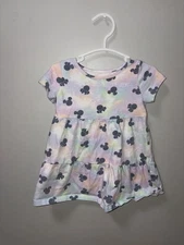 Jumping Beans Disney Mickey Minnie Rainbow Tie Dye Faded 100% Cotton Dress 12 M
