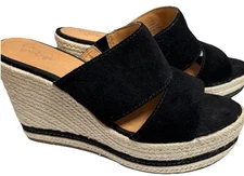 Crown Vintage Black Suede Wedges SZ 8.5 Chic Classic Timeless Holiday Party EUC