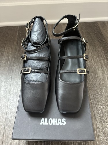 NEW Aloha’s Luke Black Leather Ballet Flats - Picture 2 of 11