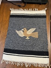 VTG Zapotec Native Southwest Western Wool Rug Wall Tapestry 15 X 21 WingedBird