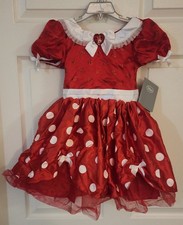 Disney Store Minnie Mouse Costume Dress Red w/White Polka Dots Size M 7/8 Hearts