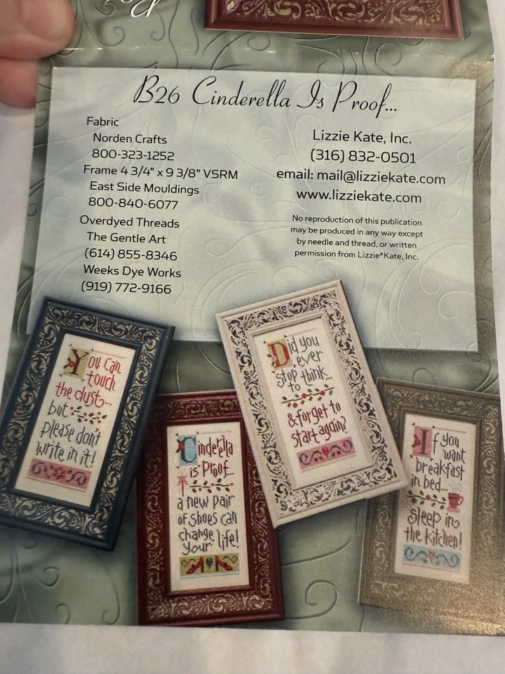 Lizzie Kate CINDERELLA IS PROOF (B26) Cross Stitch Kit with Fabric + Beads - Image 2 of 4