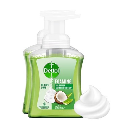 Dettol Foaming Handwash Pump Aloe Coconut 2x250ml | Moisturizing Foam