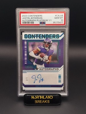 2023 Contenders Justin Jefferson #CAJJE Autograph Platinum Parallel 1/1 PSA 10